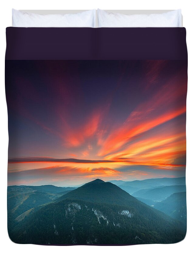 Mountain Duvet Cover featuring the photograph Eagle Eye by Evgeni Dinev