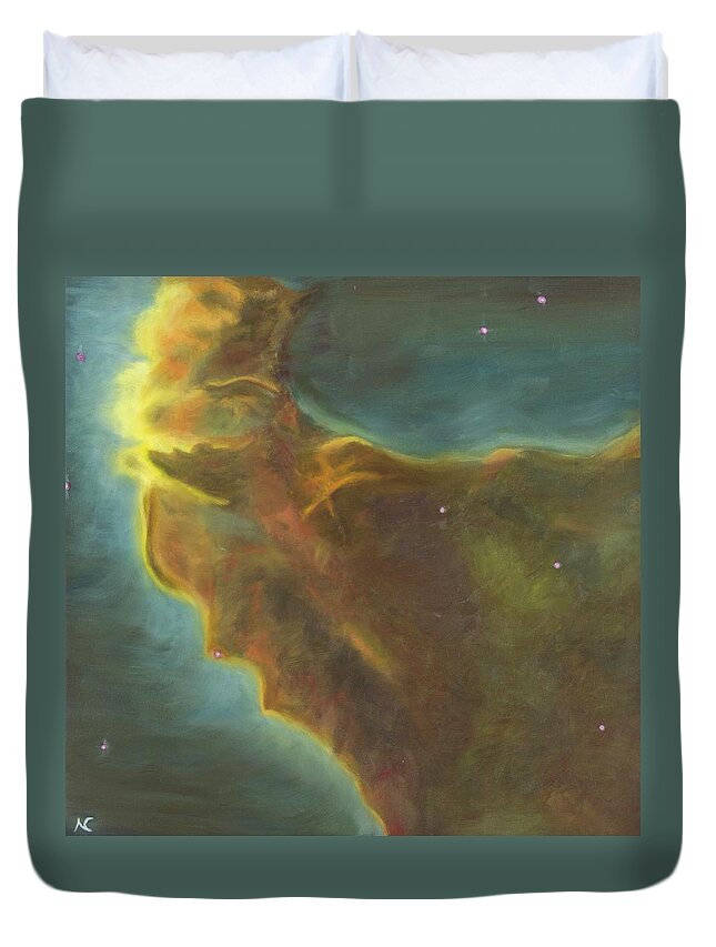 Nebula Duvet Cover featuring the painting Eagle Nebula by Neslihan Ergul Colley