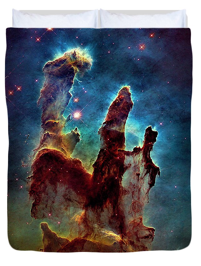 Eagle Nebula Duvet Cover featuring the photograph Eagle Nebula Pillars of Creation by Weston Westmoreland