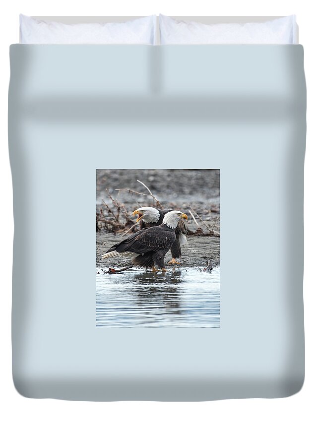 Bald Eagle Duvet Cover featuring the photograph Eagle Pair by David Kirby
