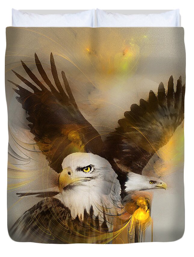 Eagle Canvas Prints Duvet Cover featuring the painting Eagle Pair by Jackie Flaten