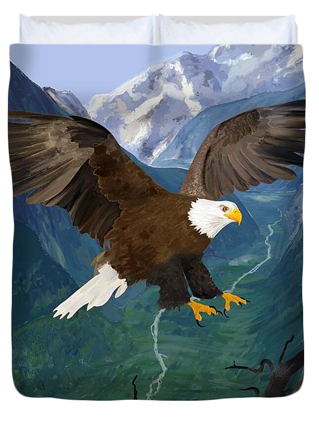 Victor Shelley Duvet Cover featuring the painting Eagle by Victor Shelley