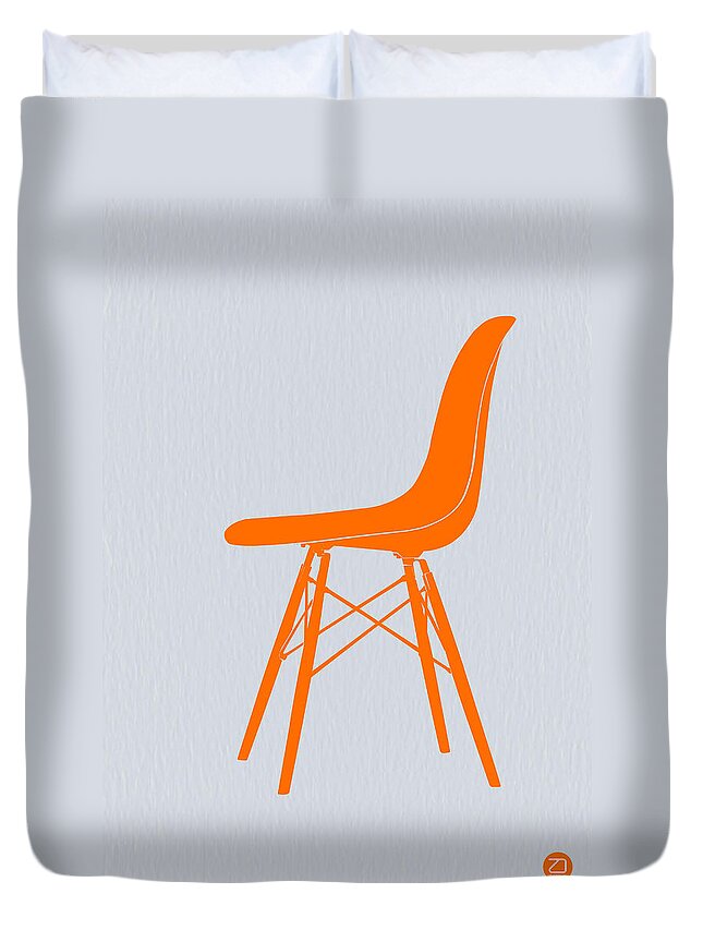 Eames Chair Duvet Cover featuring the digital art Eames Fiberglass Chair Orange by Naxart Studio