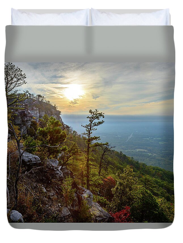 Fall Duvet Cover featuring the photograph Early Autumn On Pilot Mountain by Michael Scott