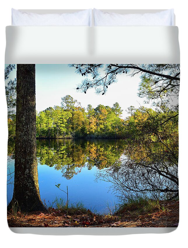 Fall Duvet Cover featuring the photograph Early Fall Reflections by Nicole Lloyd