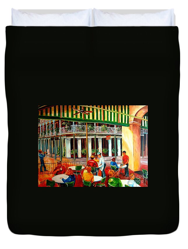 New Orleans Duvet Cover featuring the painting Early Morning at the Cafe Du Monde by Diane Millsap