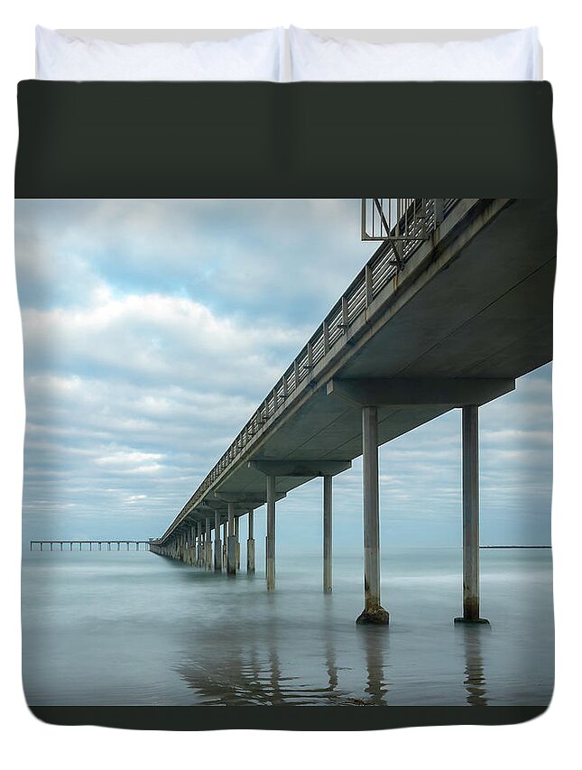 2017 Duvet Cover featuring the photograph Early Morning by the Ocean Beach Pier by James Sage