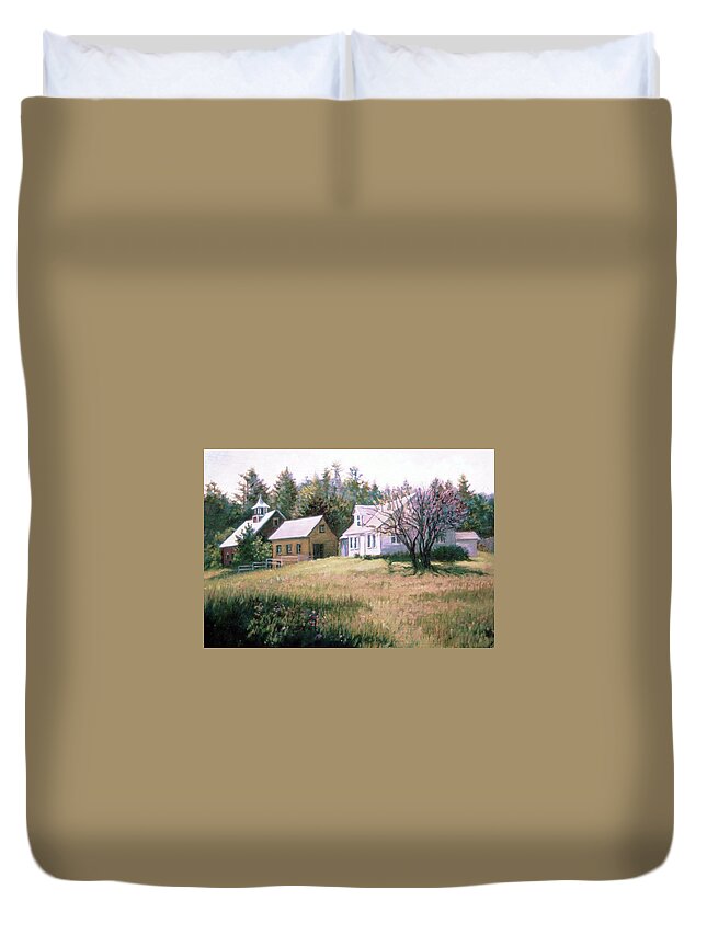 Farm Duvet Cover featuring the painting Early Morning Farm by Marie Witte