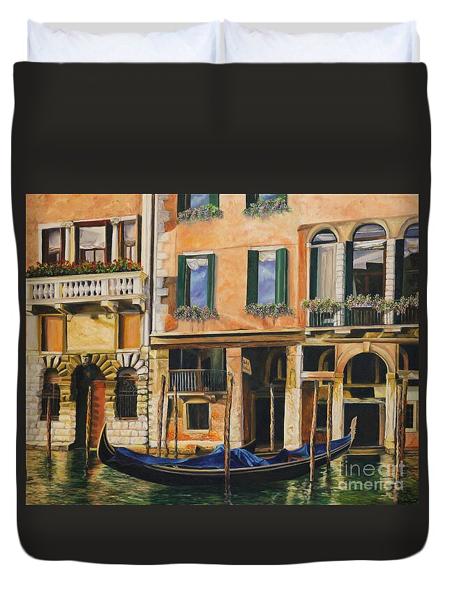 Venice Painting Duvet Cover featuring the painting Early Morning in Venice by Charlotte Blanchard