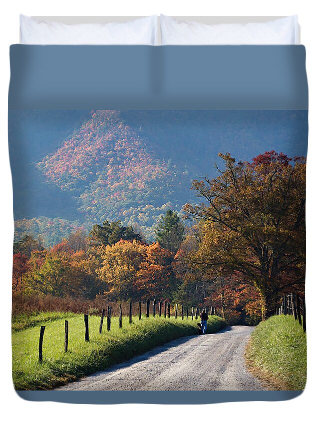  Appalachian Duvet Cover featuring the photograph Early Morning Stroll by Lana Trussell