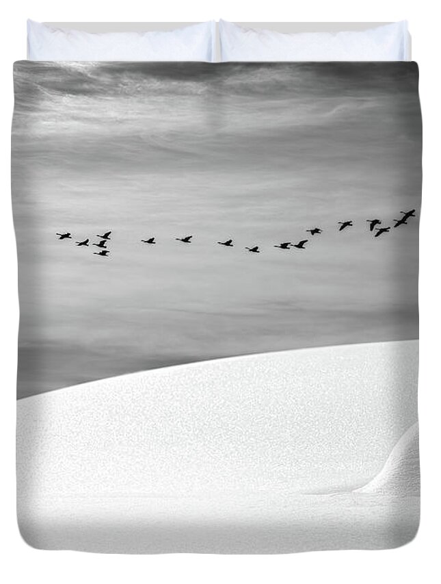 Landscape Duvet Cover featuring the photograph Early Snow by Bob Orsillo