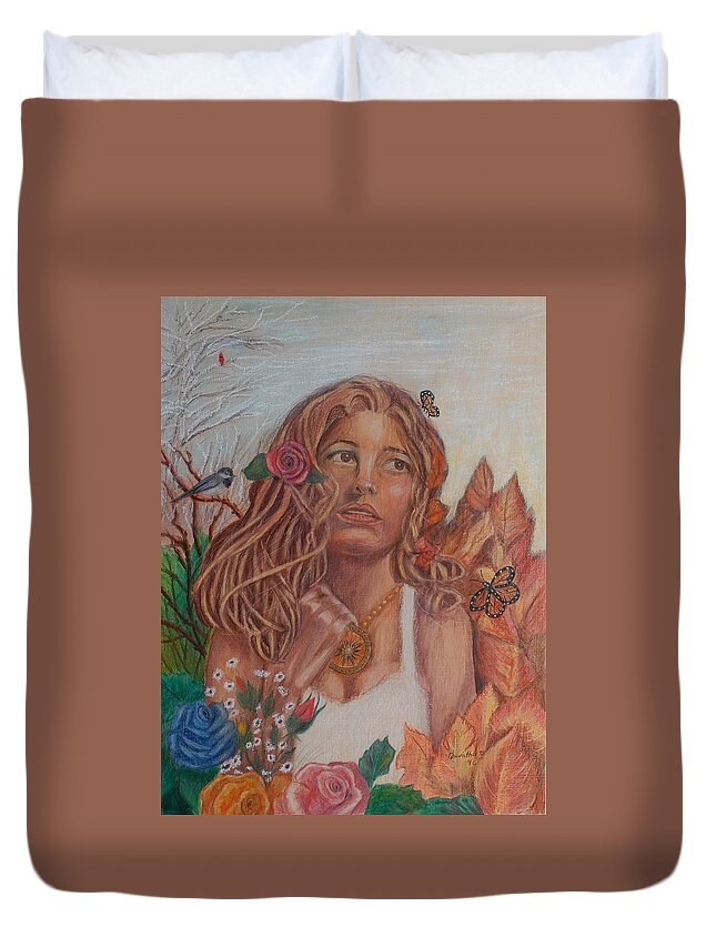 Earth Duvet Cover featuring the painting Earth Goddess by Quwatha Valentine