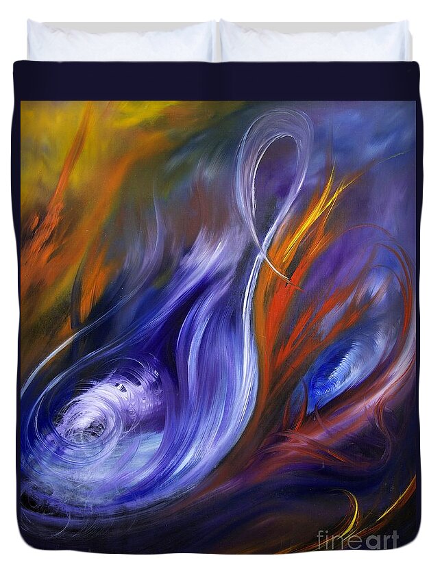 Abstract Painting Duvet Cover featuring the painting Earth, Wind and Fire by Valerie Travers