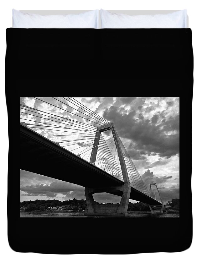 Lewis And Clark Bridge Duvet Cover featuring the photograph East End Crossing 1 by Maxwell Krem