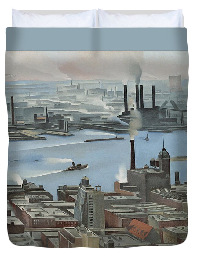 East River From The 30th Story Of The Shelton Hotel Duvet Cover featuring the photograph East River From Shelton Hotel by Georgia O'keeffe 