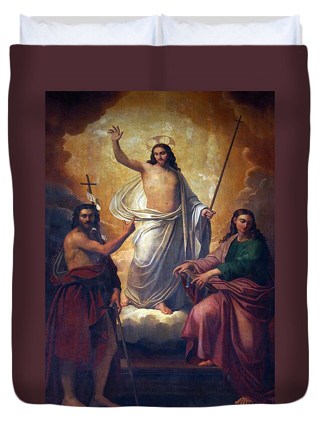 Resurrection Of Christ Duvet Cover featuring the painting Easter Bliss by Munir Alawi