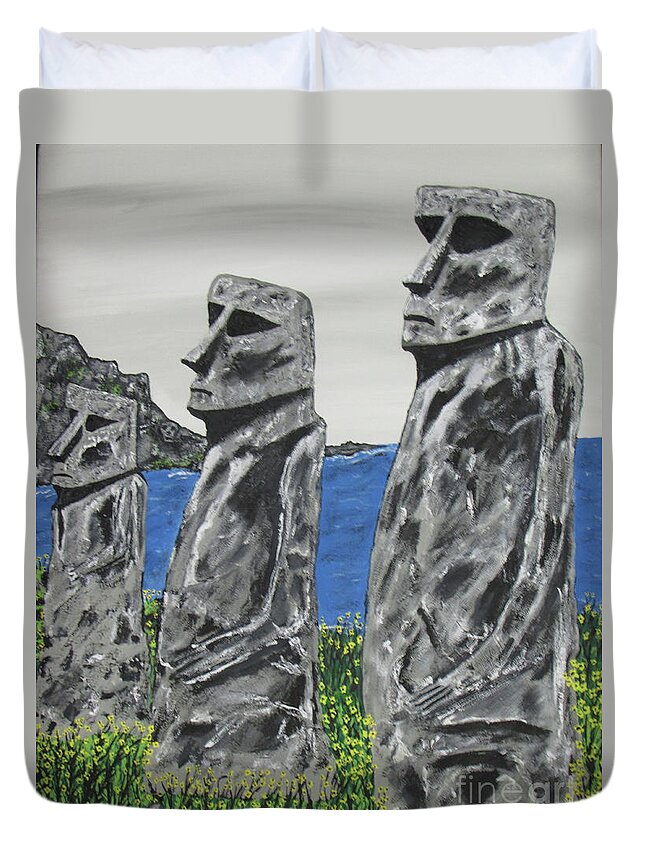 Easter Island Stone Men Duvet Cover For Sale By Jeffrey Koss