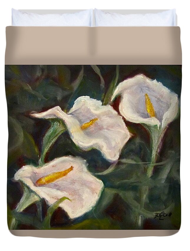 Lillies Duvet Cover featuring the pastel Easter Lillies by Barbara O'Toole