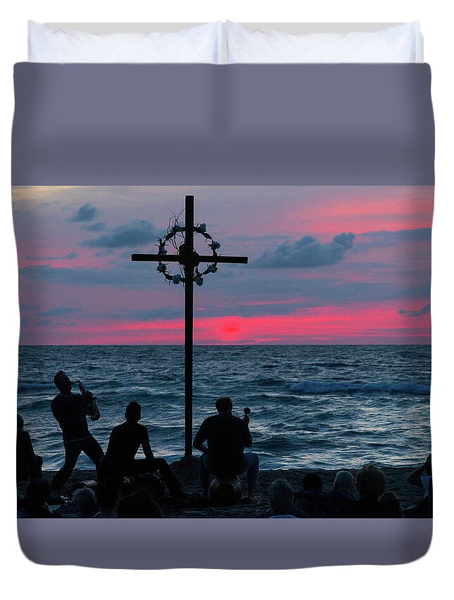 Florida Duvet Cover featuring the photograph Easter Sunrise Saxophone Delray Beach Florida by Lawrence S Richardson Jr