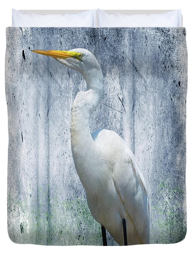 Eastern Great Egret Duvet Cover featuring the photograph Eastern great egret Ardea alba modesta by David Dehner