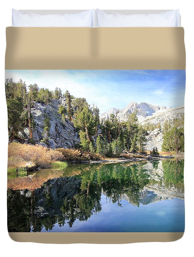 Eastern Sierra Duvet Cover featuring the photograph Eastern Sierra Autumn Reflection by Sean Sarsfield
