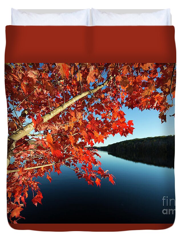 Eastman Duvet Cover featuring the photograph Eastman Pond Grantham New Hampshire October by Edward Fielding