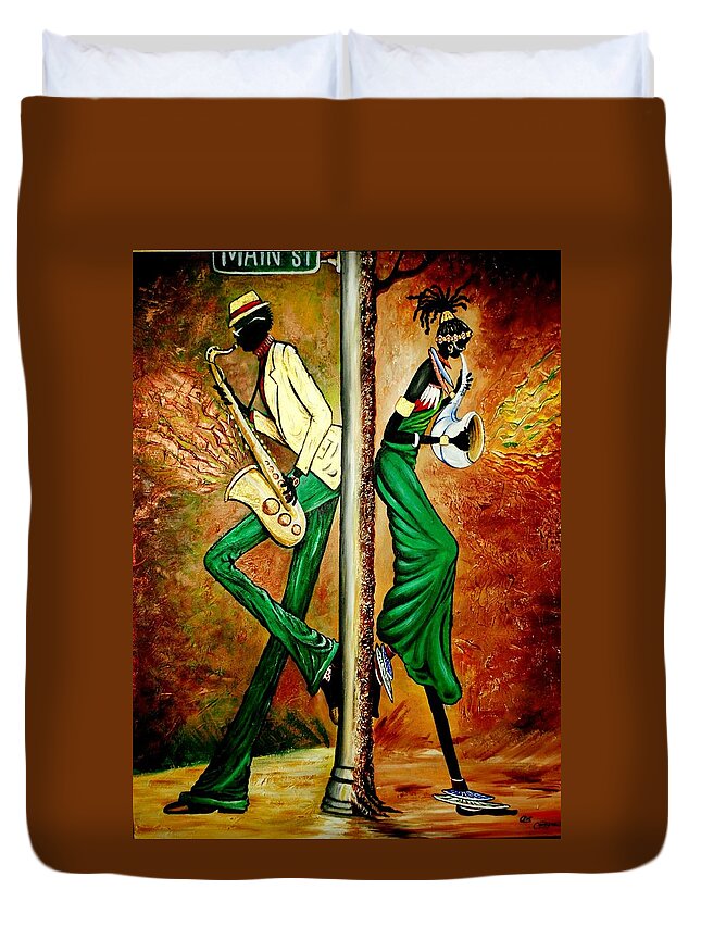 Street Duvet Cover featuring the painting Eastside Westside by Arthur Covington