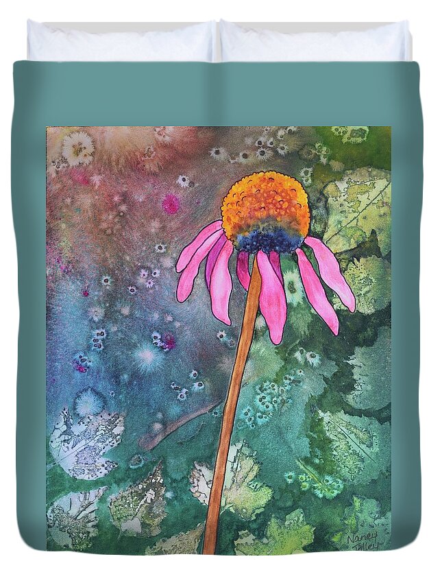 Echinacea Duvet Cover featuring the painting Echinacea by Nancy Jolley