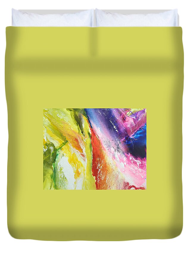 Abstract Duvet Cover featuring the painting Ecstatic by Linda Bailey