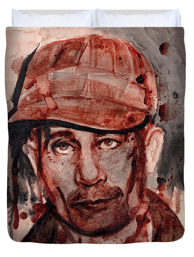Ed Gein Duvet Cover featuring the painting Ed Gein by Ryan Almighty