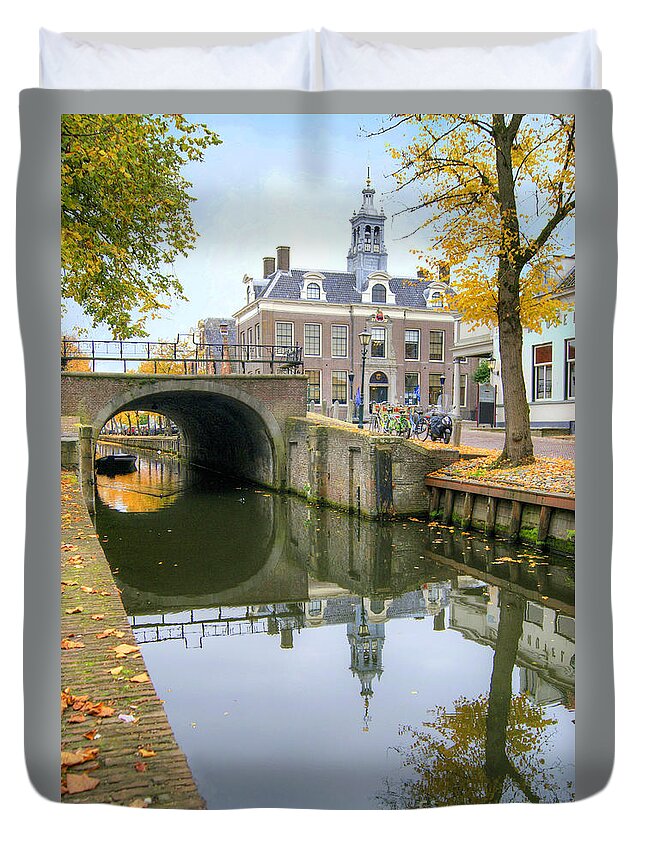 Edam Duvet Cover featuring the photograph Edam Town Hall by David Birchall