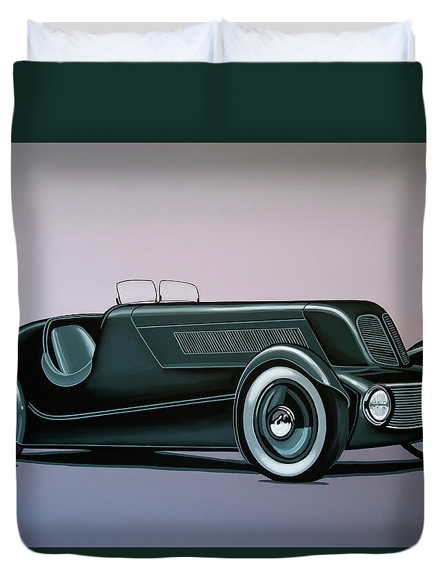 Edsel Ford Model 40 Special Speedster Duvet Cover featuring the painting Edsel Ford Model 40 Special Speedster 1934 Painting by Paul Meijering