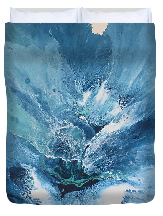 Abstract Duvet Cover featuring the painting Effusion by Soraya Silvestri