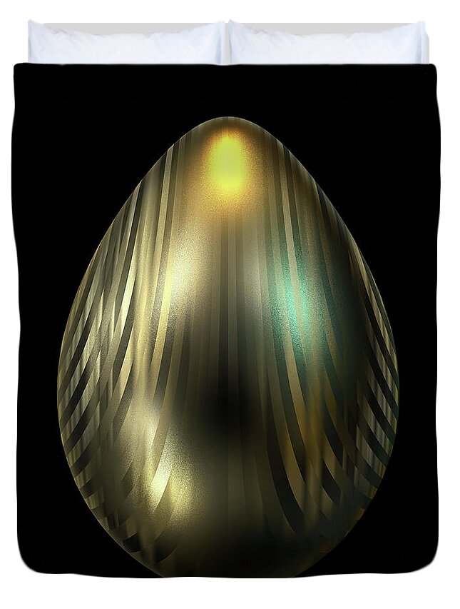 Series Duvet Cover featuring the digital art Egg with Lines of Gold by Hakon Soreide