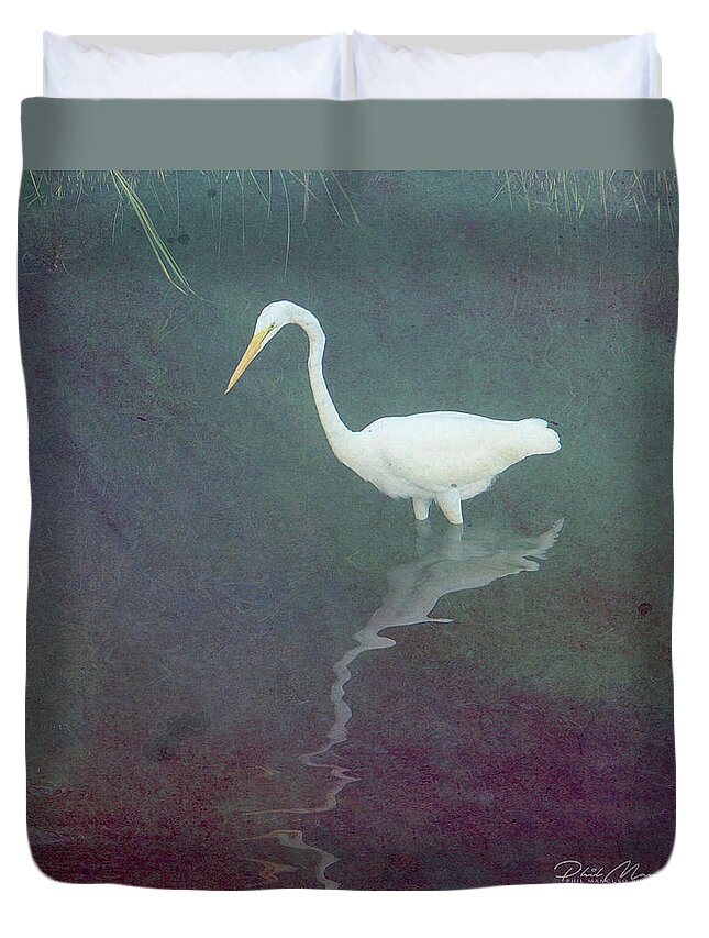  Duvet Cover featuring the photograph Egret Dreams by Phil Mancuso