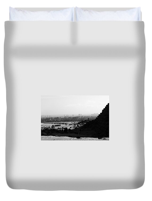 Egypt Duvet Cover featuring the photograph Egypt - Historic Cairo - B/W by Jacqueline M Lewis