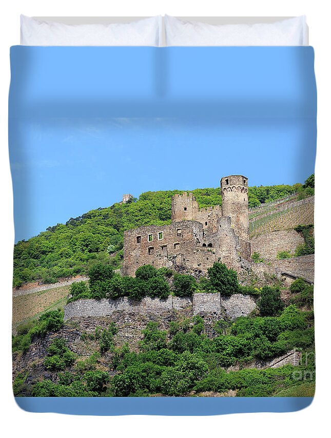 Ehrenfels Castle Duvet Cover featuring the photograph Ehrenfels Castle Rhine Gorge Germany by Louise Heusinkveld