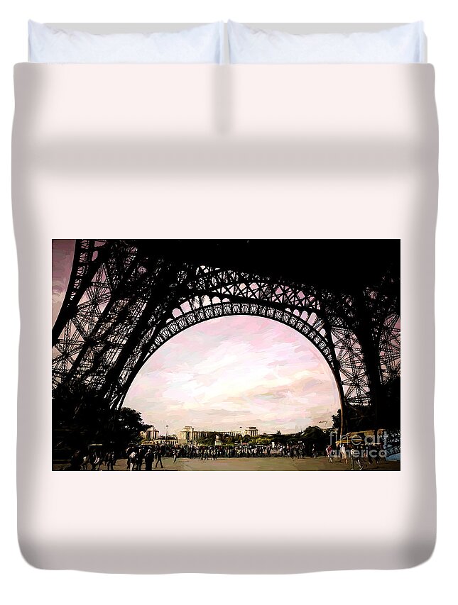 Eiffel Tower Duvet Cover featuring the photograph Eiffel Big Screen Paris by Chuck Kuhn