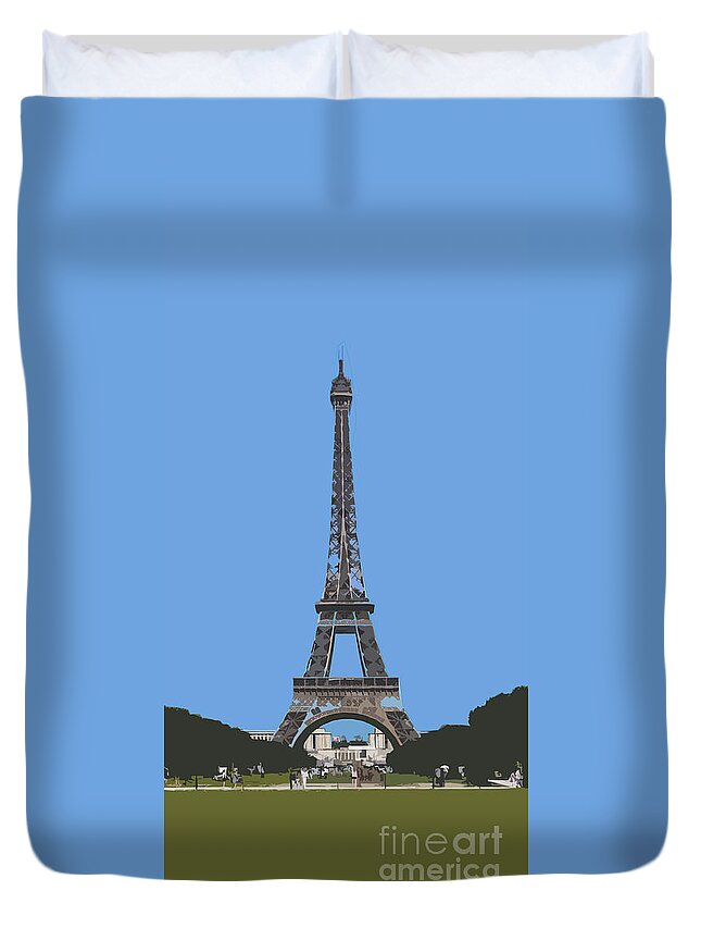 Eiffel Tower Duvet Cover featuring the digital art Eiffel Tower by Roger Lighterness