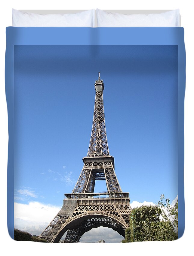 Eiffel Tower Duvet Cover featuring the photograph Eiffel Tower Tarped IX Paris France by John Shiron