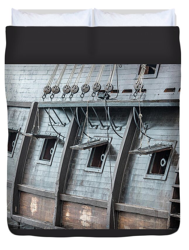 El Galeon Andulacia Duvet Cover featuring the photograph El Galeon Cannons by Paul Freidlund
