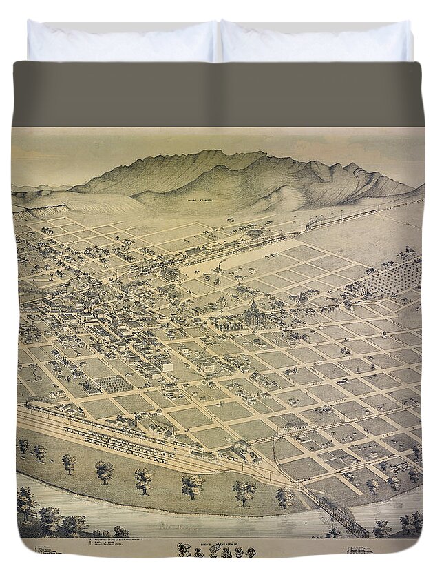 Texas Duvet Cover featuring the digital art El Paso 1886 by Augustus Koch by Texas Map Store