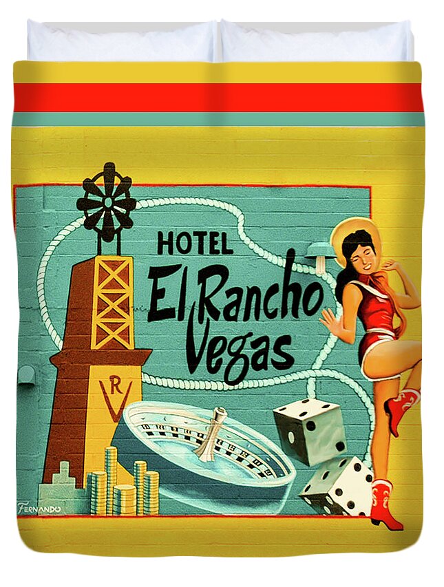Vegas Duvet Cover featuring the photograph El Rancho by Jeff Burgess