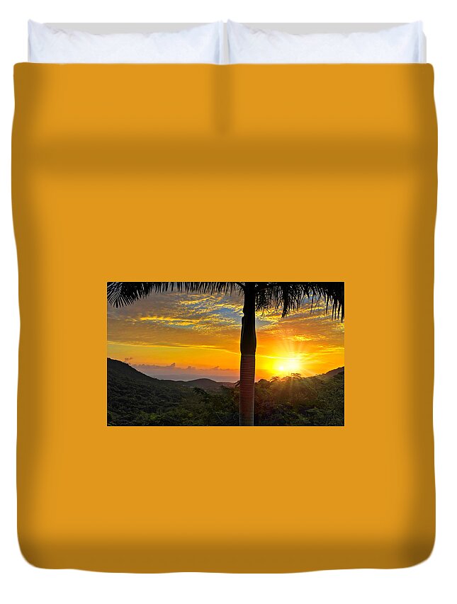 Rainforest Duvet Cover featuring the photograph El Yunque Mountain Sunrise by Stephen Anderson
