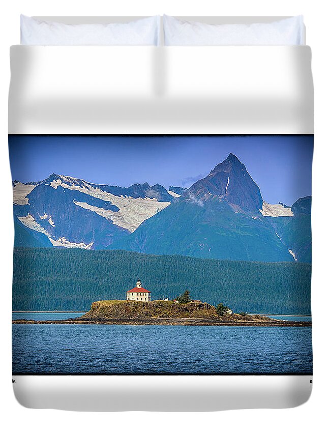 Lighthouse Duvet Cover featuring the photograph Eldred Rock Light by R Thomas Berner
