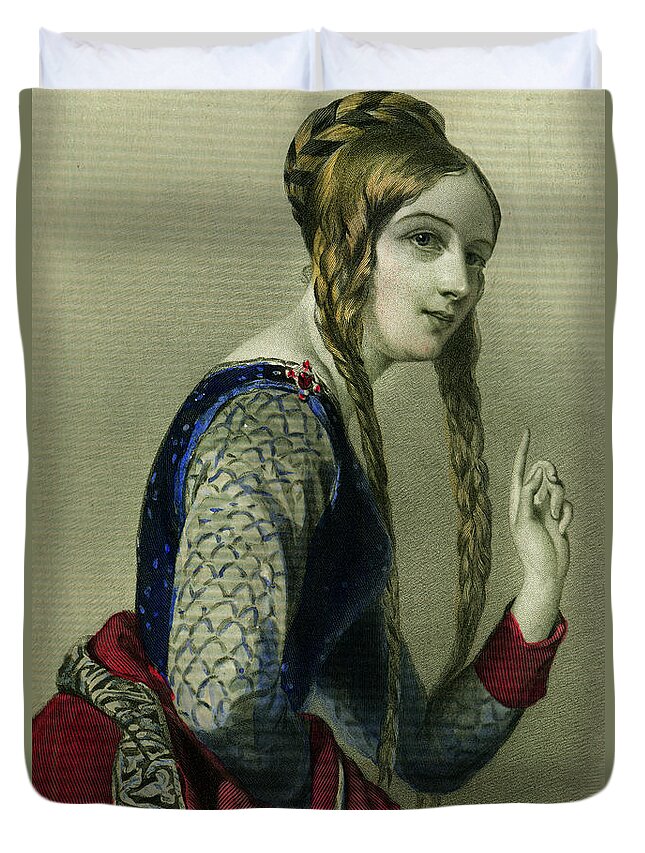 Eleanor Of Aquitaine Duvet Cover featuring the painting Eleanor of Aquitaine, Queen of Henry II by English School