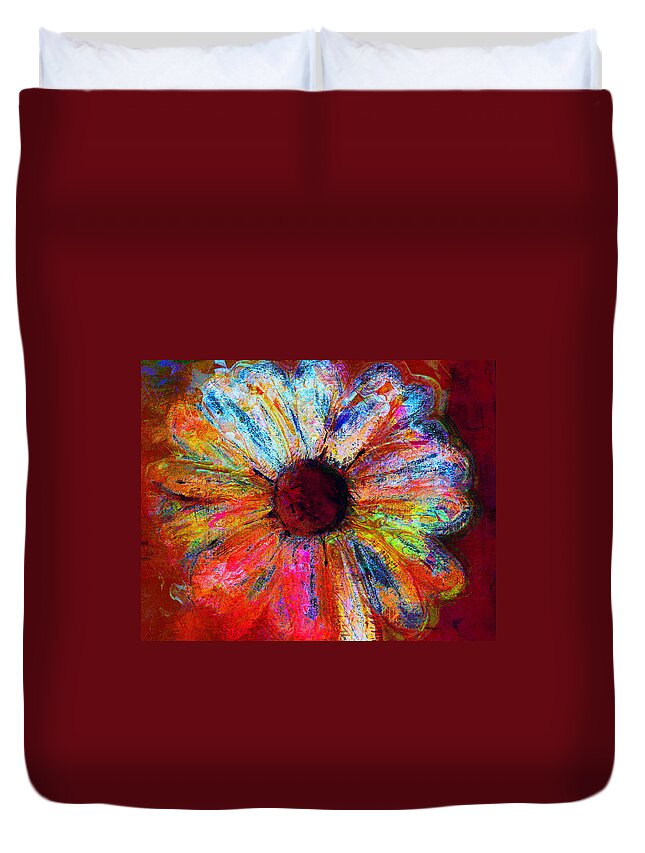 Daisy Duvet Cover featuring the painting Electric Daisy by Julie Lueders 