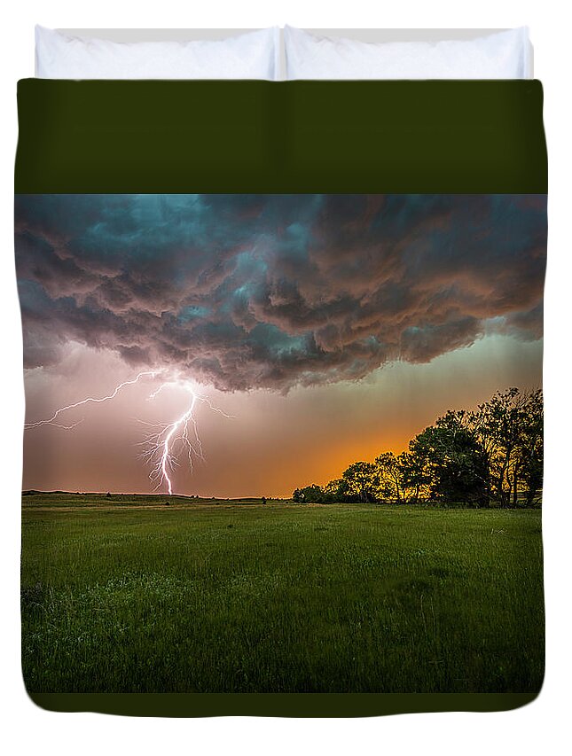 Landscape Duvet Cover featuring the photograph Electric Twilight by Marcus Hustedde