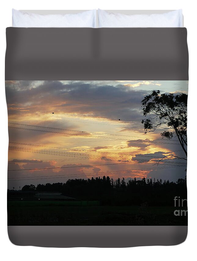 Sunset Duvet Cover featuring the photograph Electrified sunset by Arik Baltinester