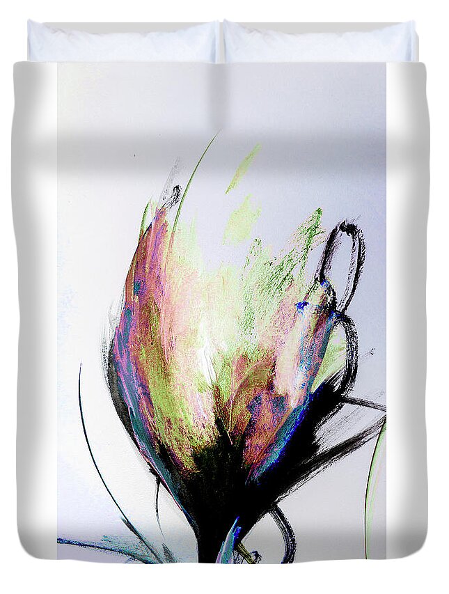Elemental Duvet Cover featuring the digital art Elemental In Color Abstract Painting by Lisa Kaiser